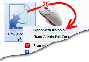 Запуск Grashopper через контекстное меню файла Rhino6+